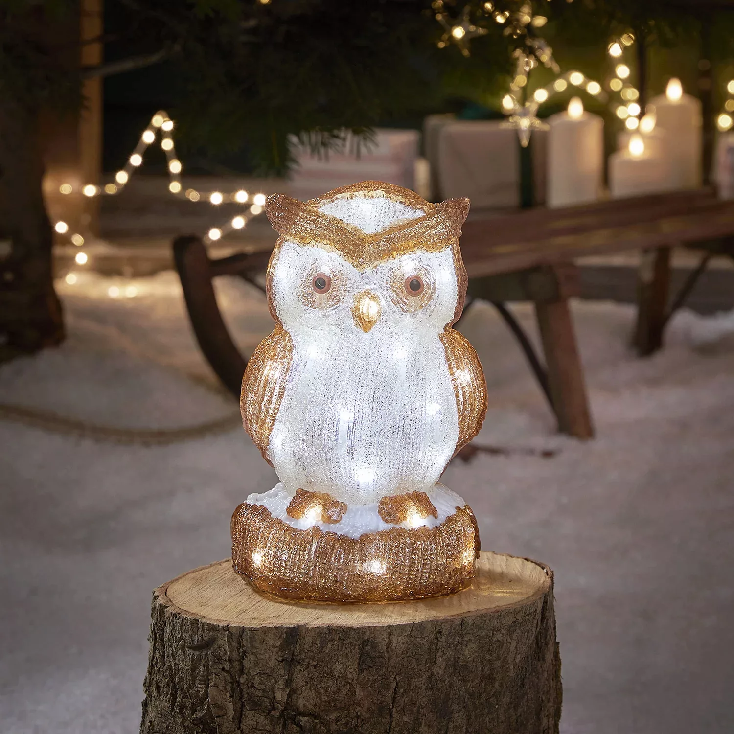 24cm LED Acryl Eule Weihnachtsfigur außen günstig online kaufen