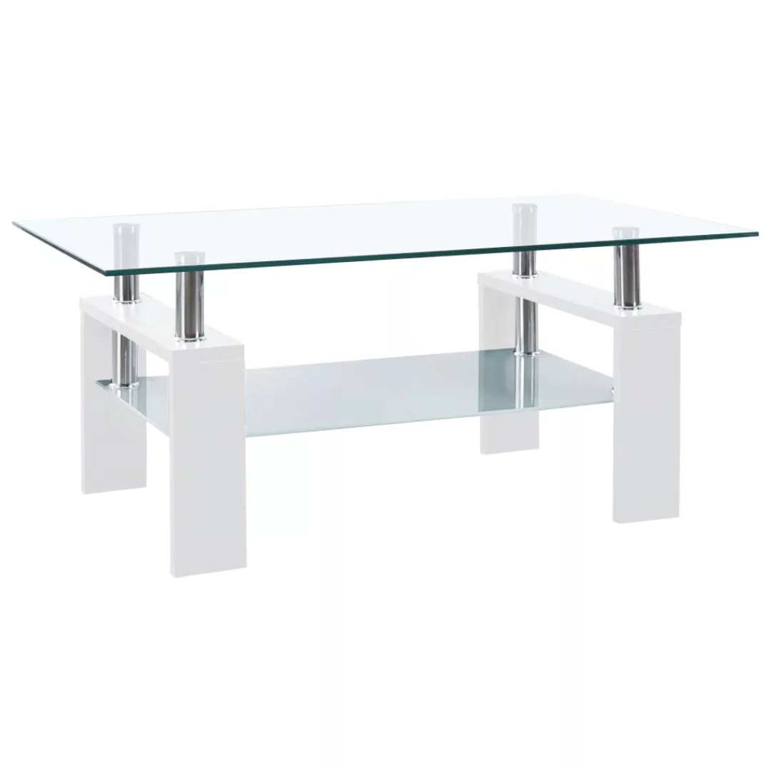 Couchtisch Weiß Transparent 95x55x40 Cm Hartglas günstig online kaufen