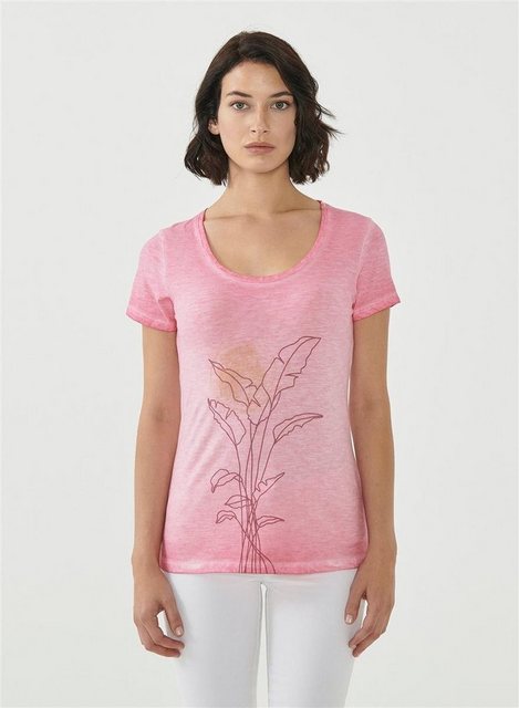 ORGANICATION T-Shirt Women's Garment Dyed Printed T-Shirt in Hot Pink günstig online kaufen