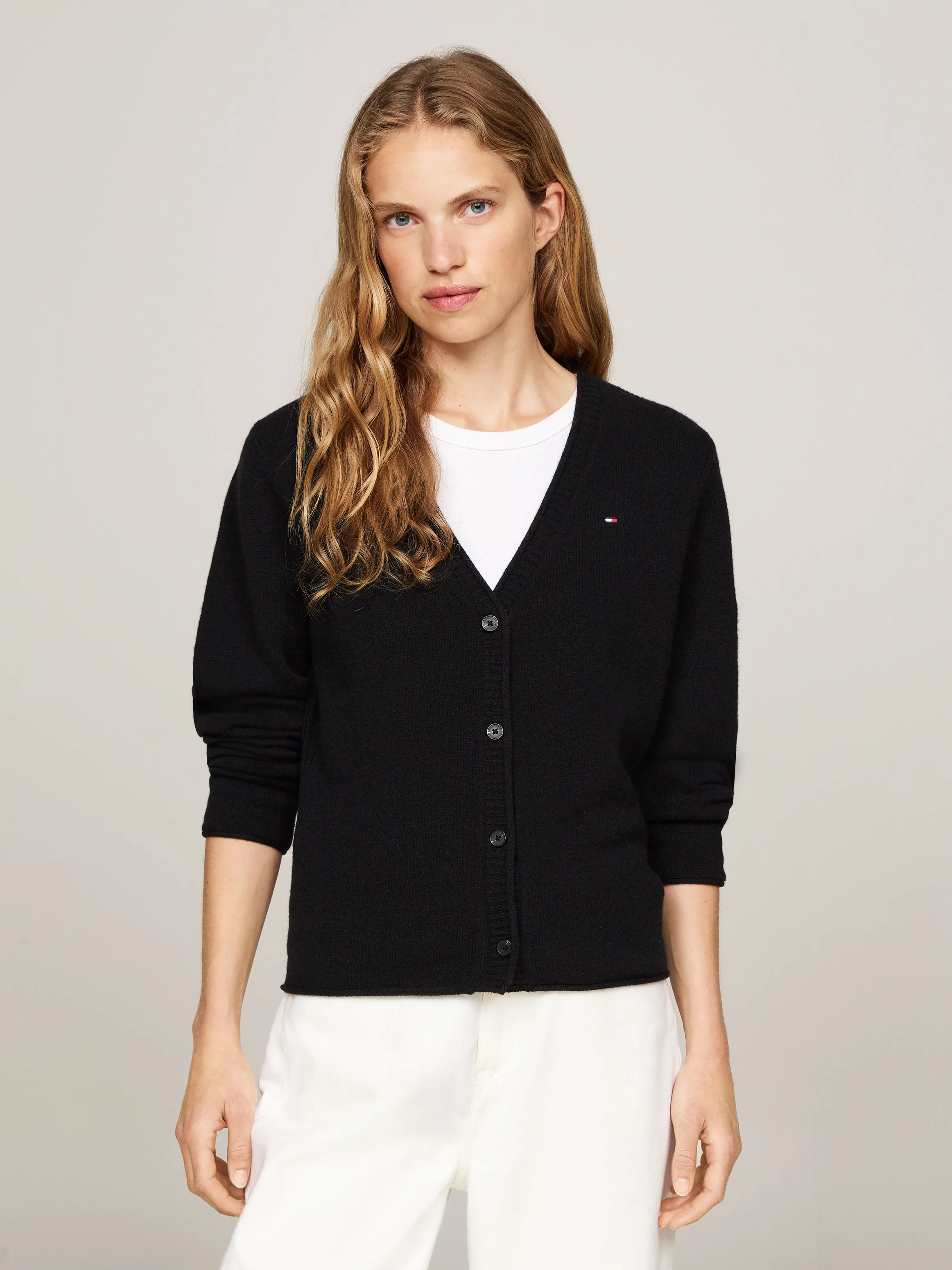 Tommy Hilfiger Strickjacke SOFT WOOL V-NK CARDIGAN mit V-Ausschnitt, 100% W günstig online kaufen