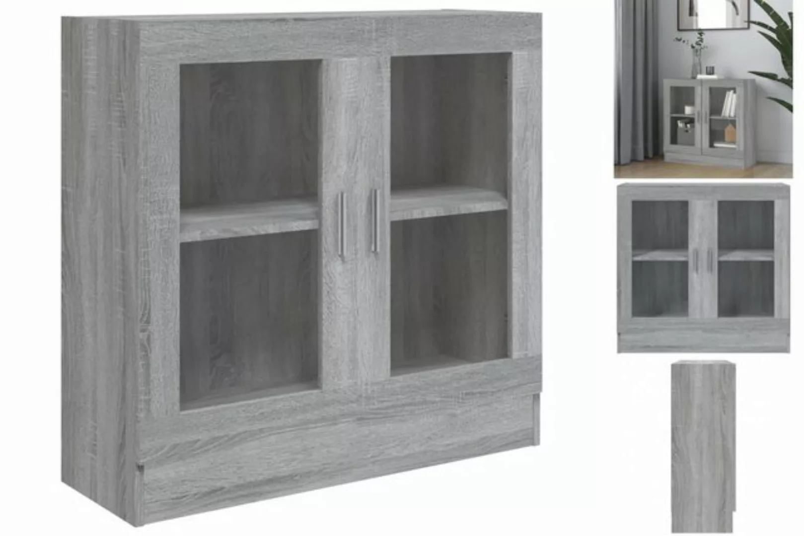 vidaXL Vitrine Vitrine Regal Vitrinenschrank Grau Sonoma 82,5x30,5x80 cm Sp günstig online kaufen