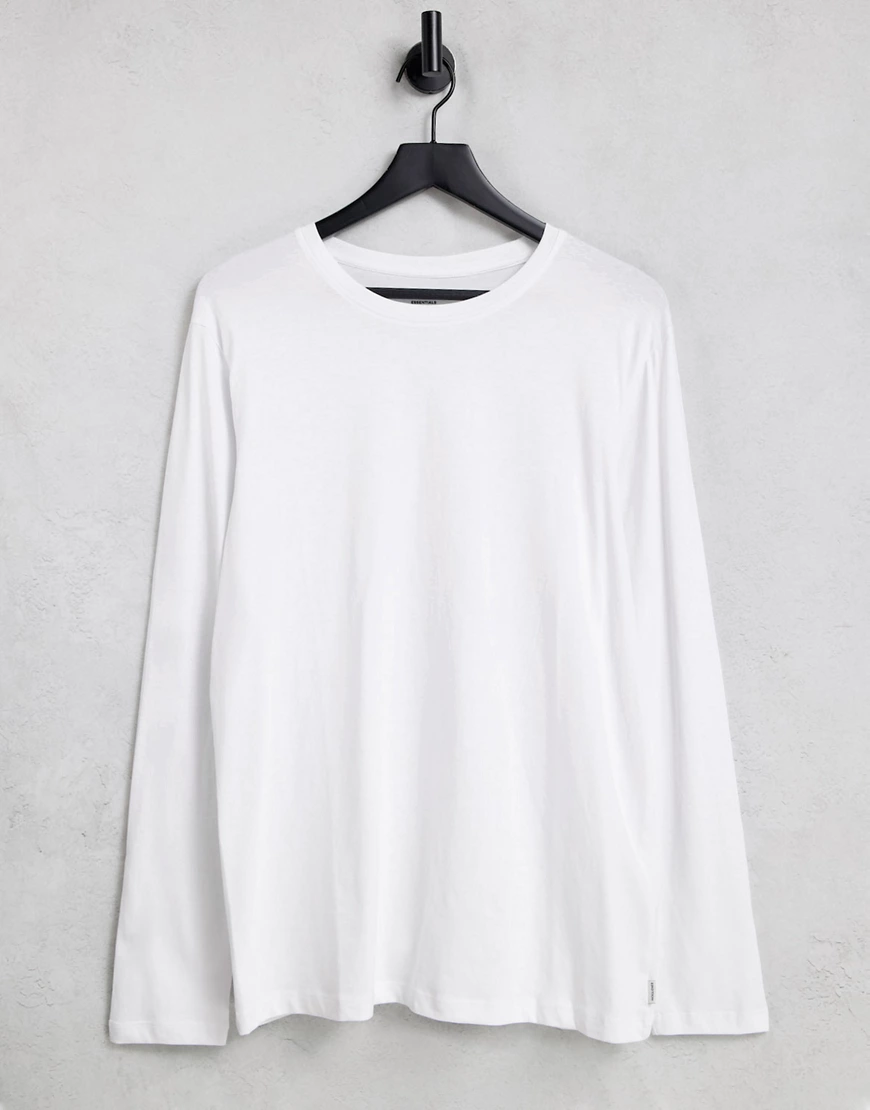 Jack & Jones – Essential – Langärmliges T-Shirt in Weiß günstig online kaufen
