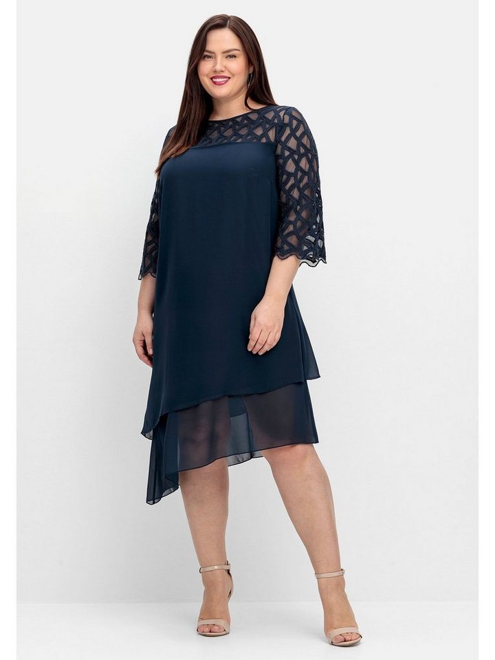 Sheego Abendkleid "Große Größen", mit Zierborten, im Lagenlook günstig online kaufen