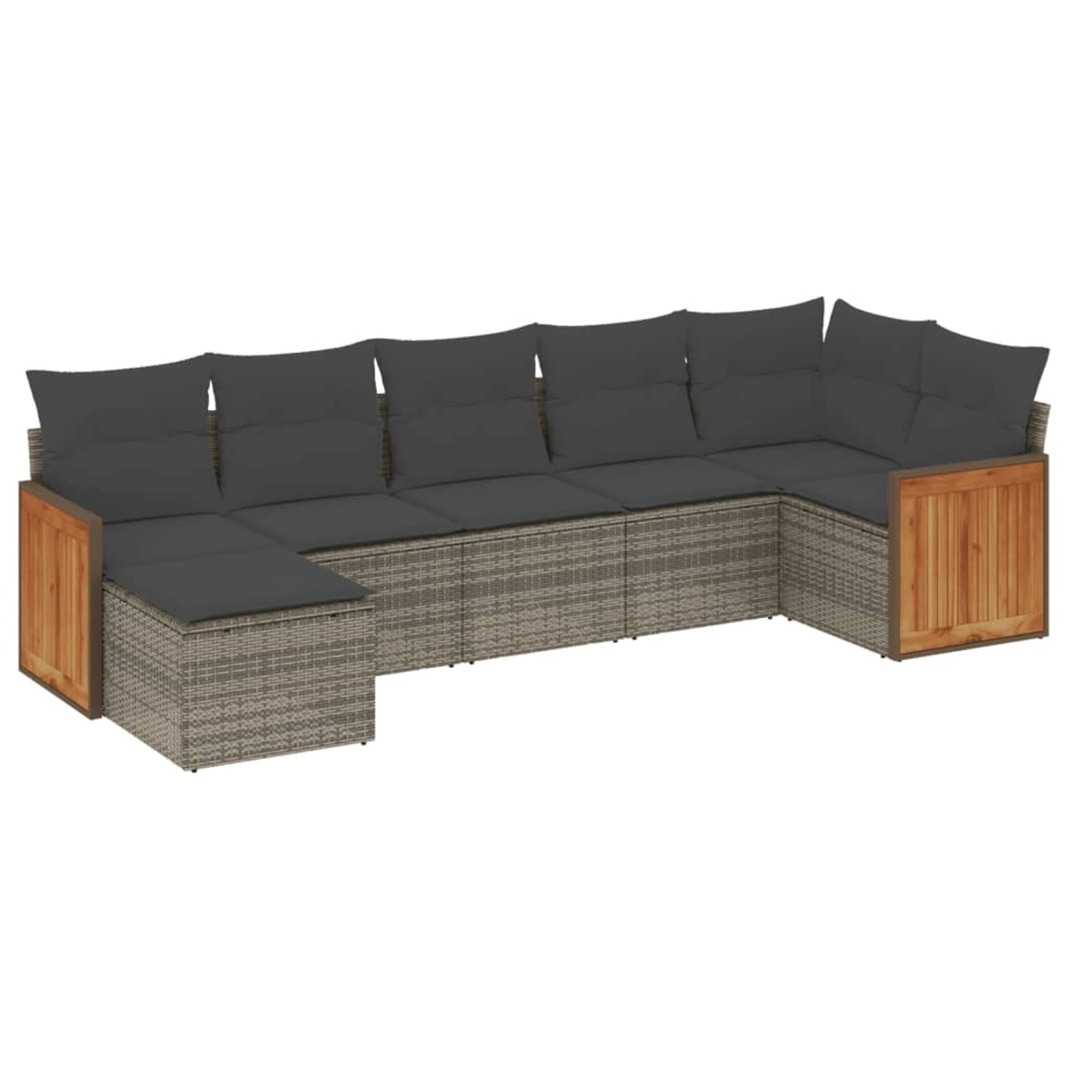 vidaXL 7-Tlg Garten-Sofagarnitur mit Kissen Grau Poly Rattan 3227873 günstig online kaufen