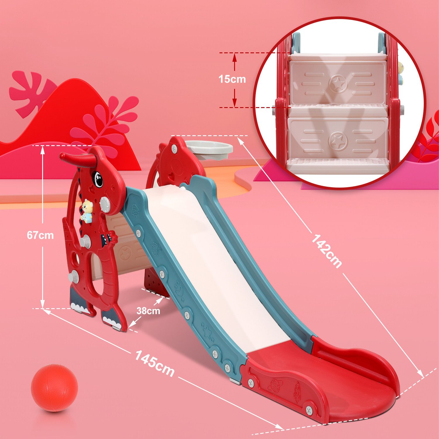 Clanmacy Rutsche 4-in-1 Kinderrutsche mit Basketballkorb günstig online kaufen