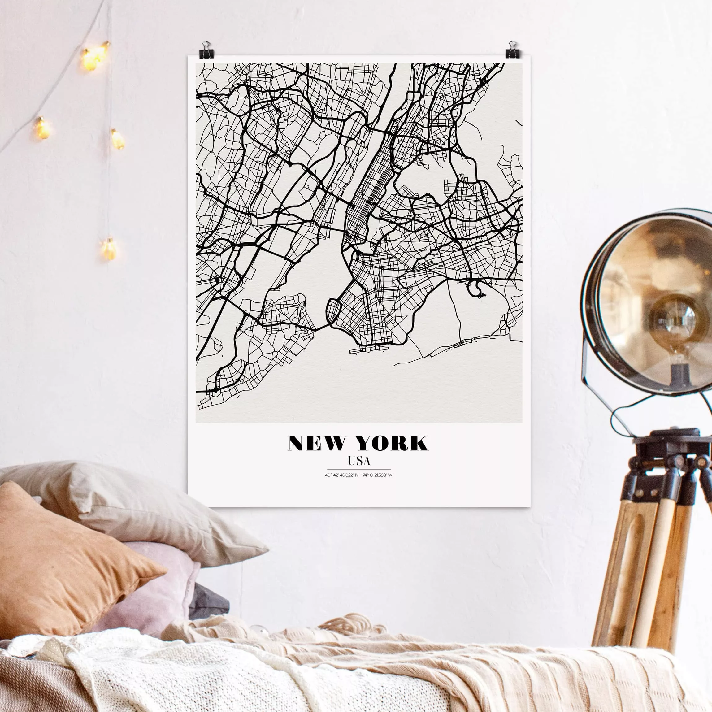 Poster Stadt-, Land- & Weltkarten - Hochformat Stadtplan New York - Klassik günstig online kaufen