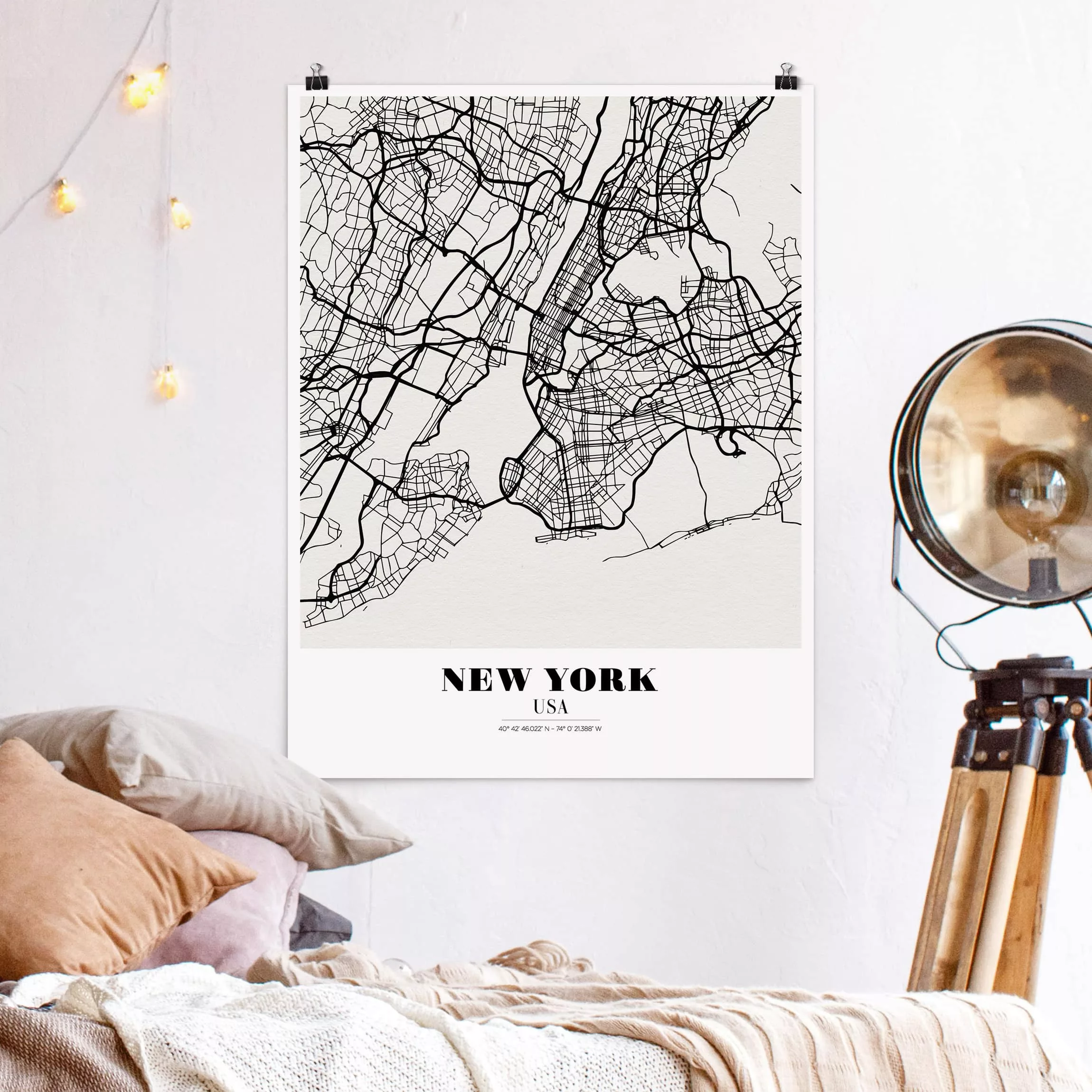 Poster - Hochformat Stadtplan New York - Klassik günstig online kaufen