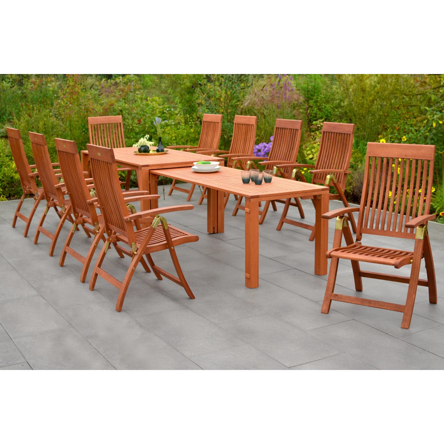 Merxx Comodoro Set 11-tlg 10 Klappsessel Flex-Gartentisch Ausziehbar günstig online kaufen