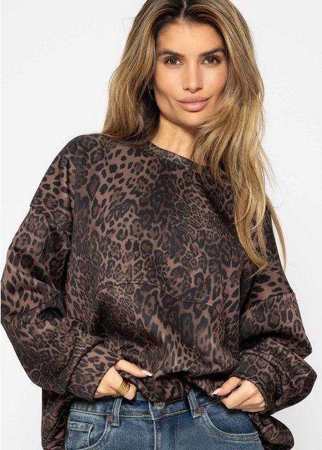 SASSYCLASSY Strickpullover Damen angenehmes Sweatshirt mit Leo-Print Bequem günstig online kaufen