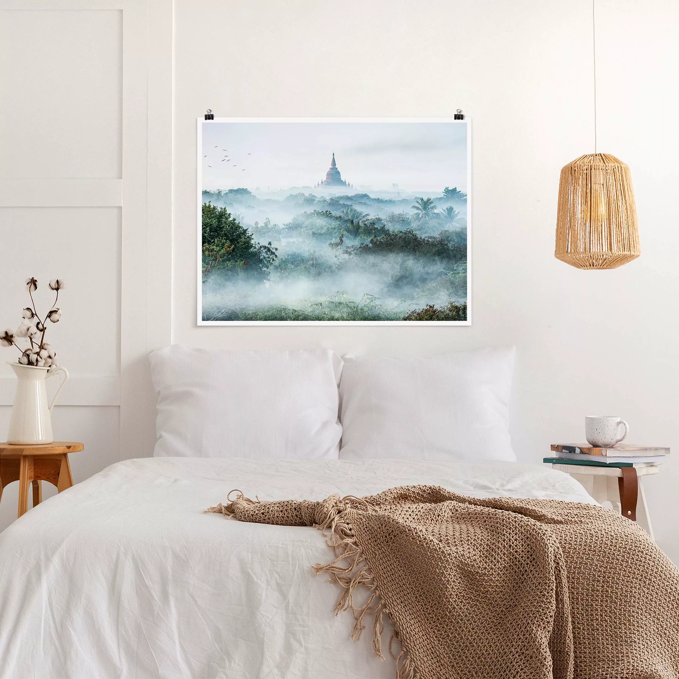 Poster Morgennebel über dem Dschungel von Bagan günstig online kaufen