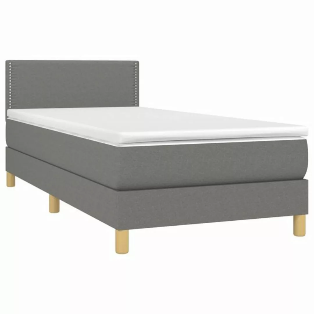 vidaXL Bettgestell Boxspringbett mit Matratze LED Dunkelgrau 80x200 cm Stof günstig online kaufen