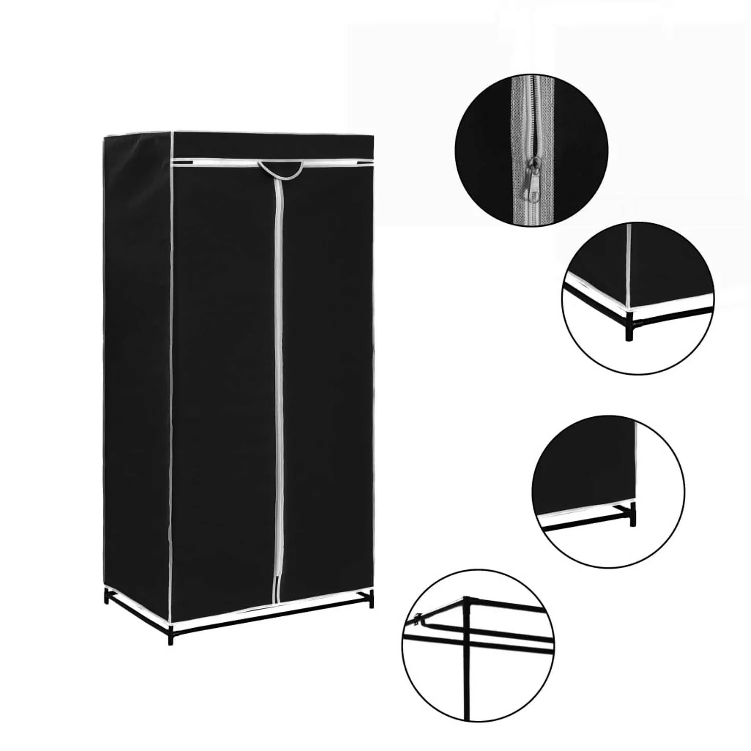 vidaXL Kleiderschrank Kleiderschränke Stoffschrank 2 Stk Schwarz 7550160 cm günstig online kaufen