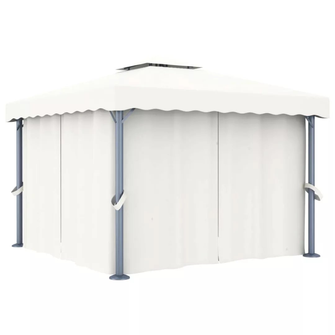 Pavillon Mit Vorhängen Und Lichterketten 3x3 M Cremeweiß günstig online kaufen