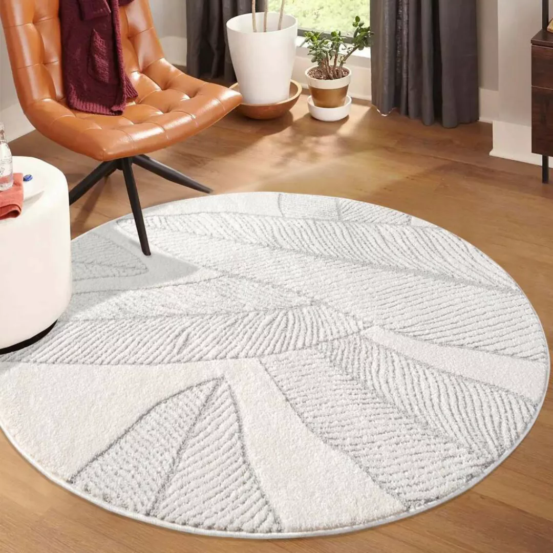 Carpet City Teppich »LOUNGE 0629«, rund, 15 mm Höhe, Kurzflor-Teppich Moder günstig online kaufen