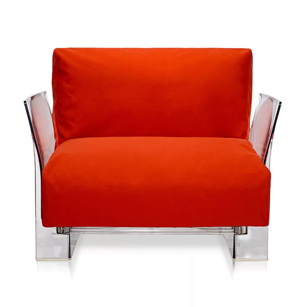 Kartell - Pop Sessel Gestell transparent - ziegelrot /Baumwolle/BxTxH 92x94 günstig online kaufen