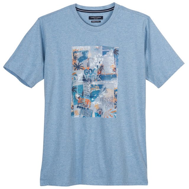 CASAMODA Rundhalsshirt CasaModa XXL T-Shirt hellblau melange Frontprint günstig online kaufen