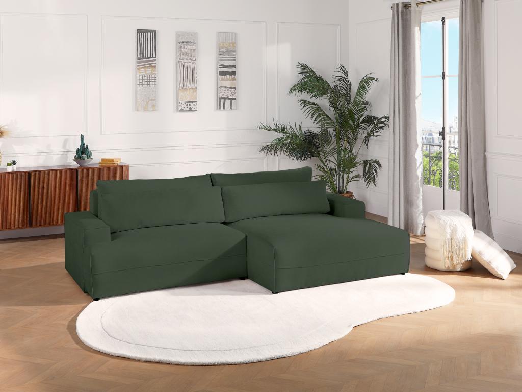 Ecksofa mit Schlaffunktion - Ecke rechts - Strukturstoff - Grün - BREGLIO günstig online kaufen