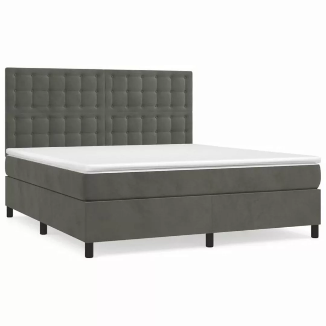 furnicato Bett Boxspringbett mit Matratze Dunkelgrau 160x200 cm Samt (1-tlg günstig online kaufen