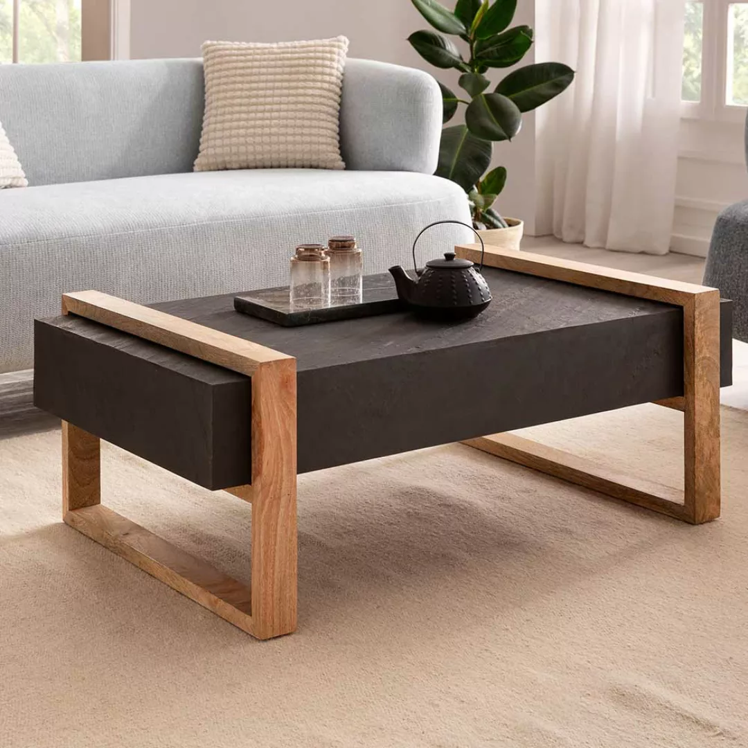 Designercouchtisch Couchtisch in Anthrazit und Mangoholz Naturfarben günstig online kaufen