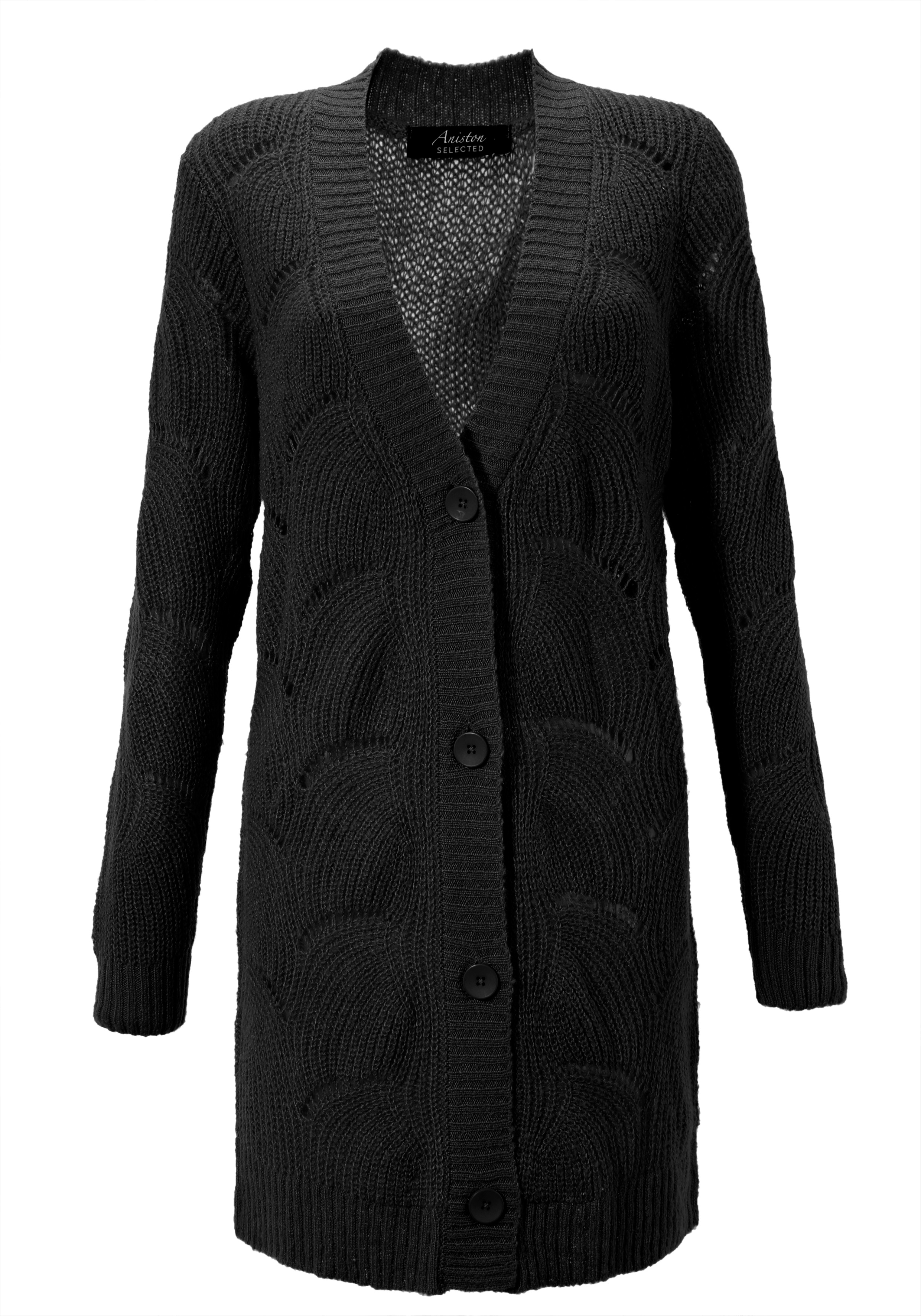 Aniston SELECTED Longstrickjacke, mit Lochstrick-Muster günstig online kaufen