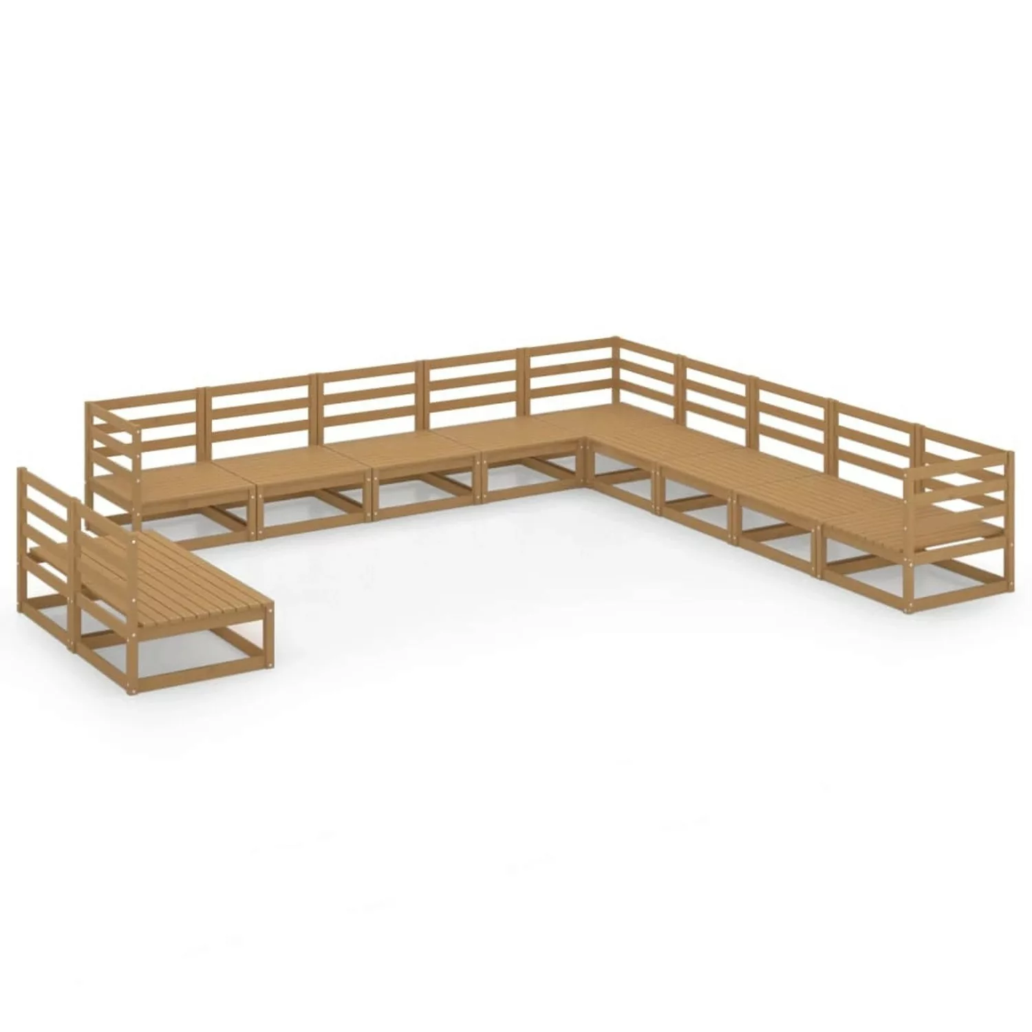 vidaXL 11-tlg Garten-Lounge-Set Honigbraun Massivholz Kiefer Modell 3 günstig online kaufen