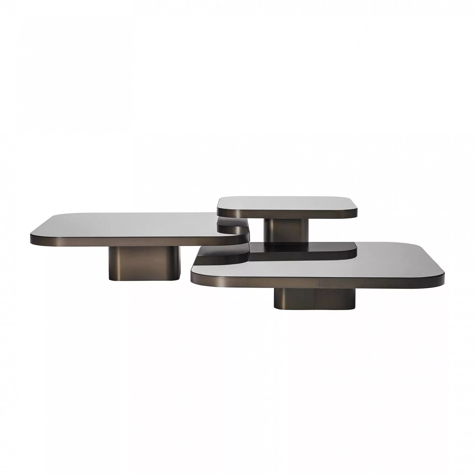 ClassiCon - Bow Couchtisch 3er Set - Messing brüniert/Kristallglas schwarz/ günstig online kaufen