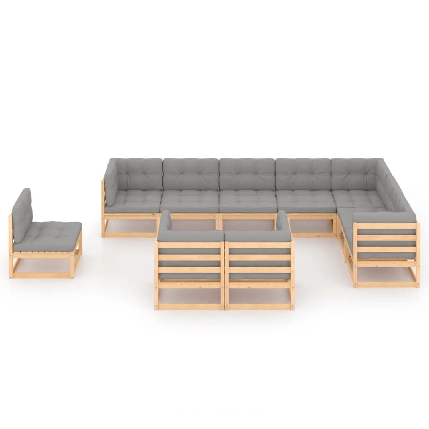 10-tlg. Garten-lounge-set Mit Kissen Massivholz Kiefer günstig online kaufen