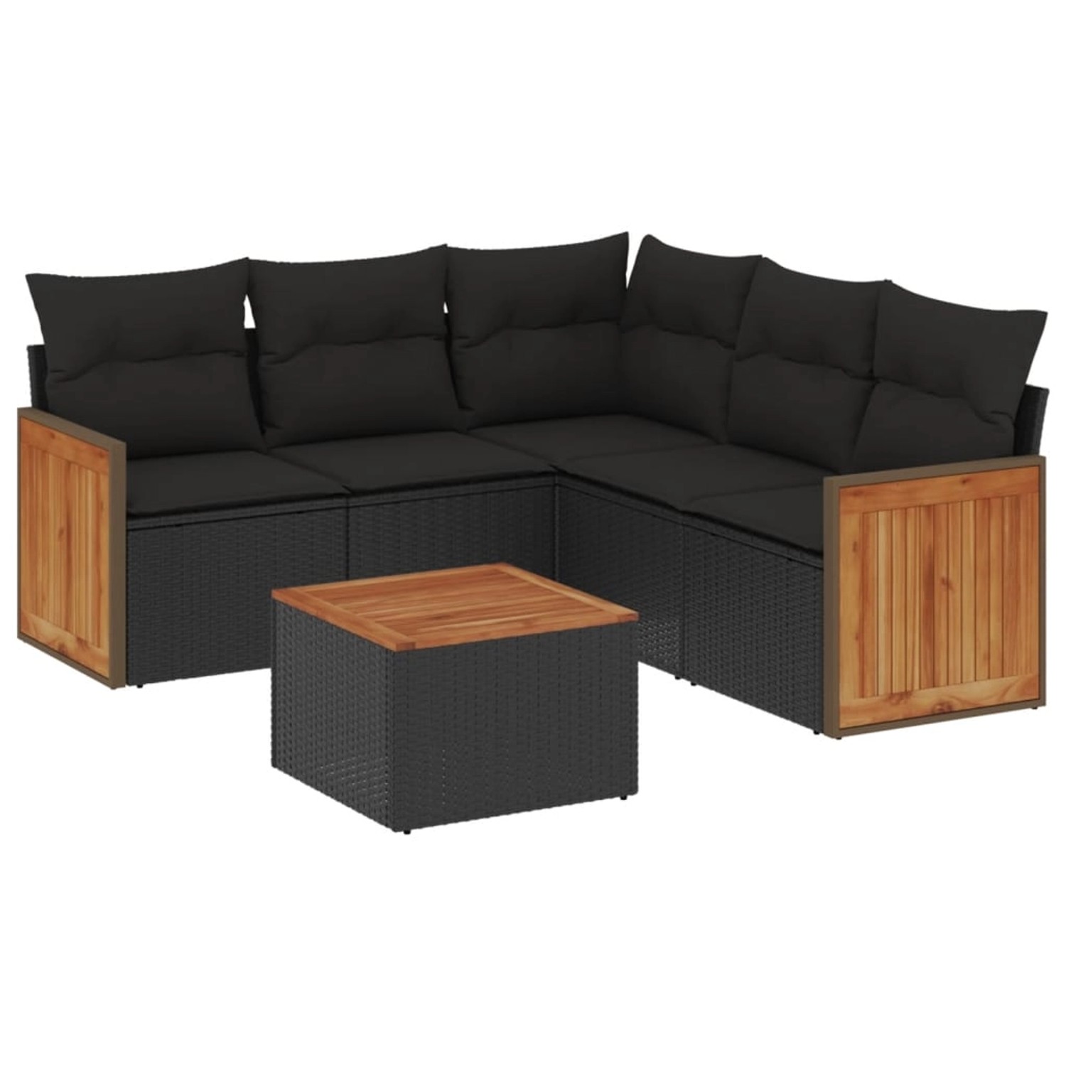 vidaXL 6-tlg Garten-Sofagarnitur mit Kissen Schwarz Poly Rattan Modell 175 günstig online kaufen