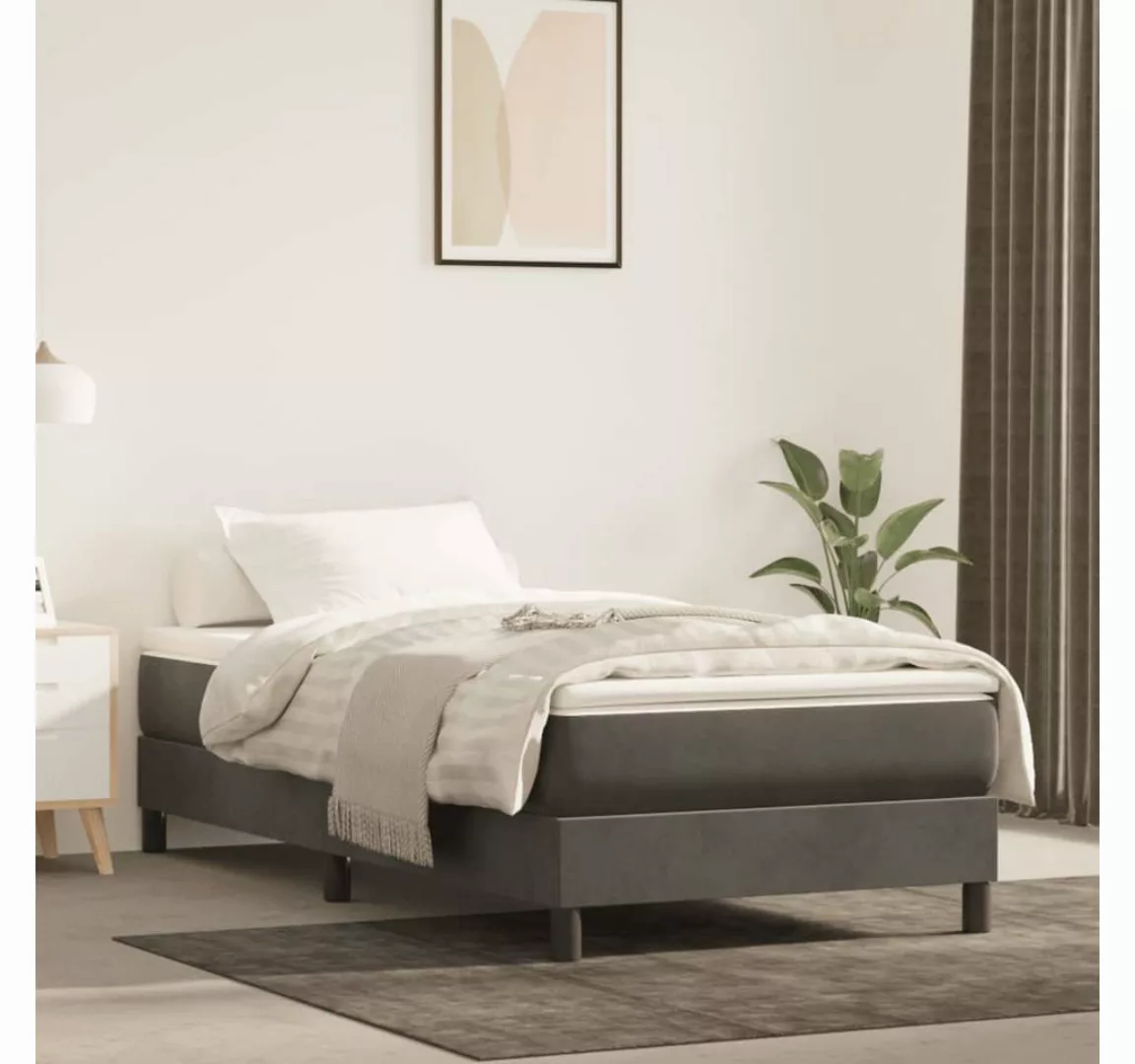 furnicato Bett Boxspringbett Dunkelgrau 80x200 cm Samt günstig online kaufen