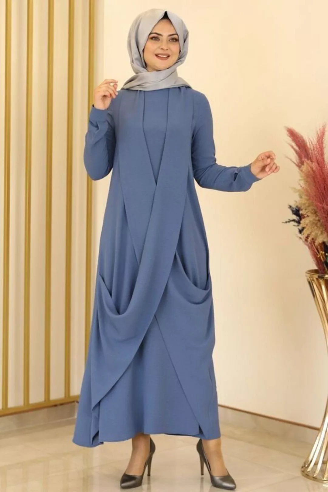 fashionshowcase Abendkleid Damen Maxikleid Hijab Kleid mit Raglanärmeln - M günstig online kaufen