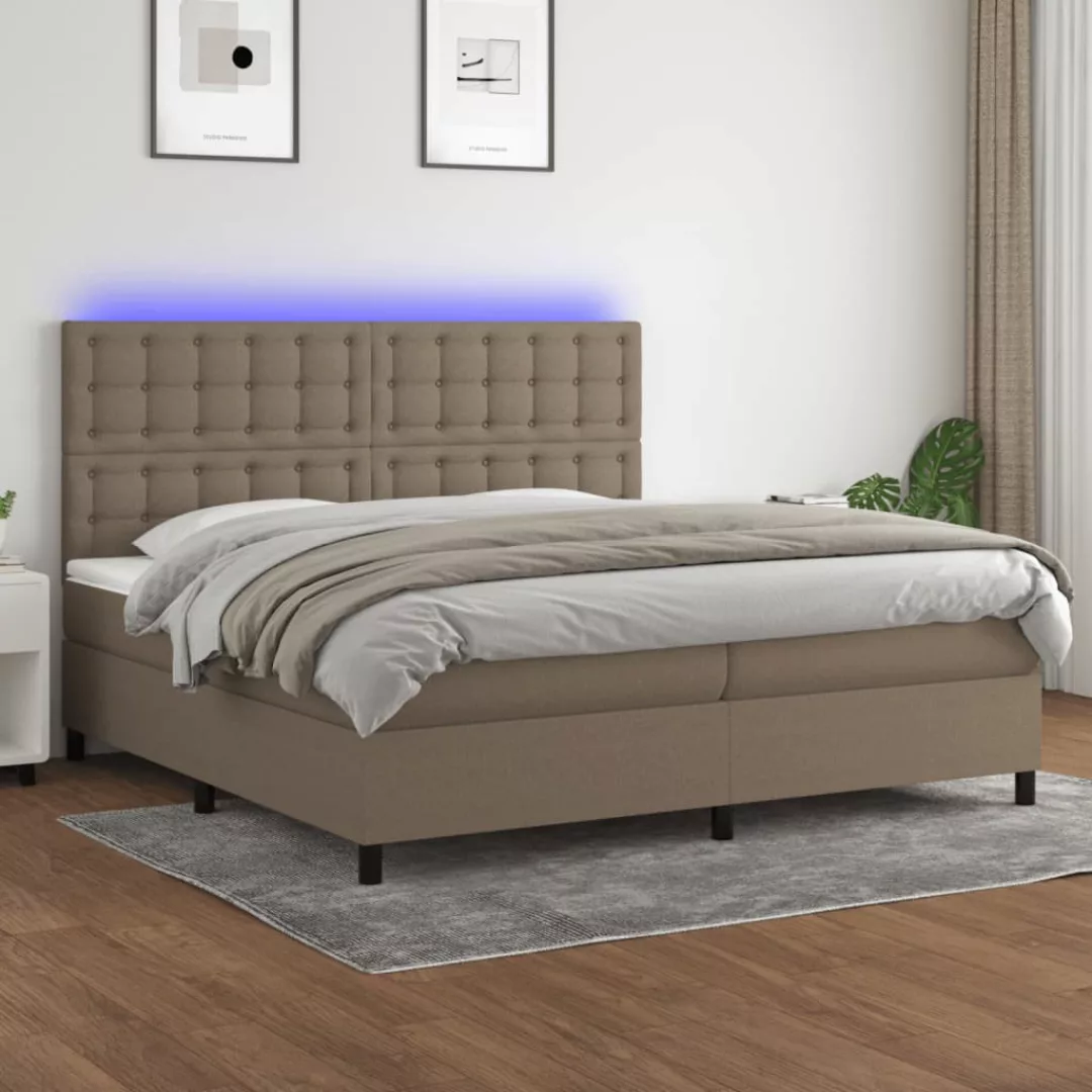 vidaXL Bettgestell Boxspringbett mit Matratze LED Taupe 200x200 cm Stoff Be günstig online kaufen