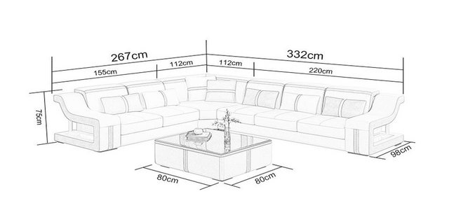 Xlmoebel Sofa Neues Ecksofa Polstermöbel Wohnlandschaft Sitzgruppe in L-For günstig online kaufen