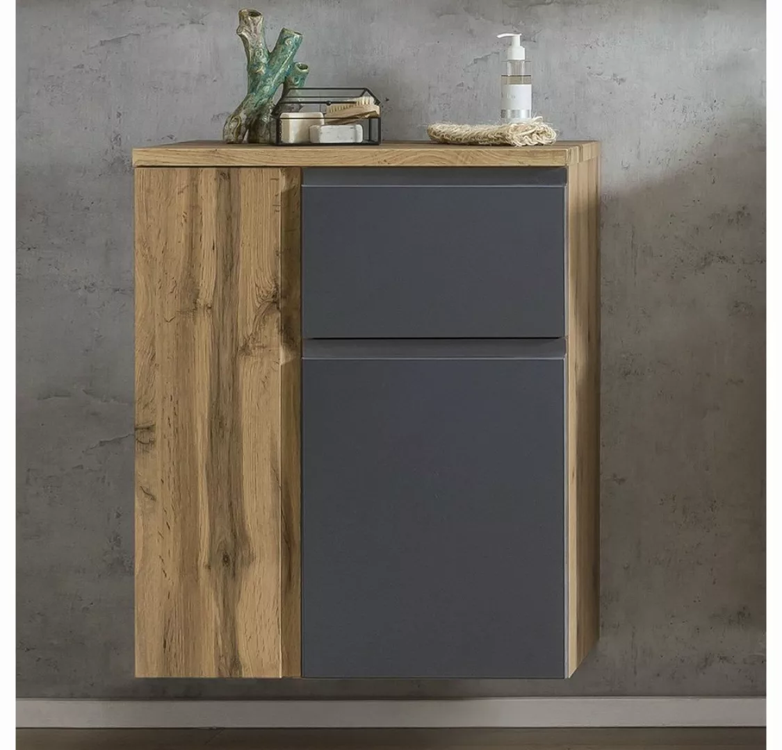 Lomadox Unterschrank VASTO-03-GREY Badezimmer 65cm in Wotan Eiche Nb. mit g günstig online kaufen