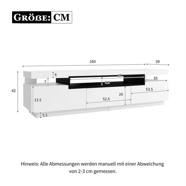 autolock TV-Schrank TV-Schrank mit 16 Farben LED-Beleuchtung – Weiß günstig online kaufen