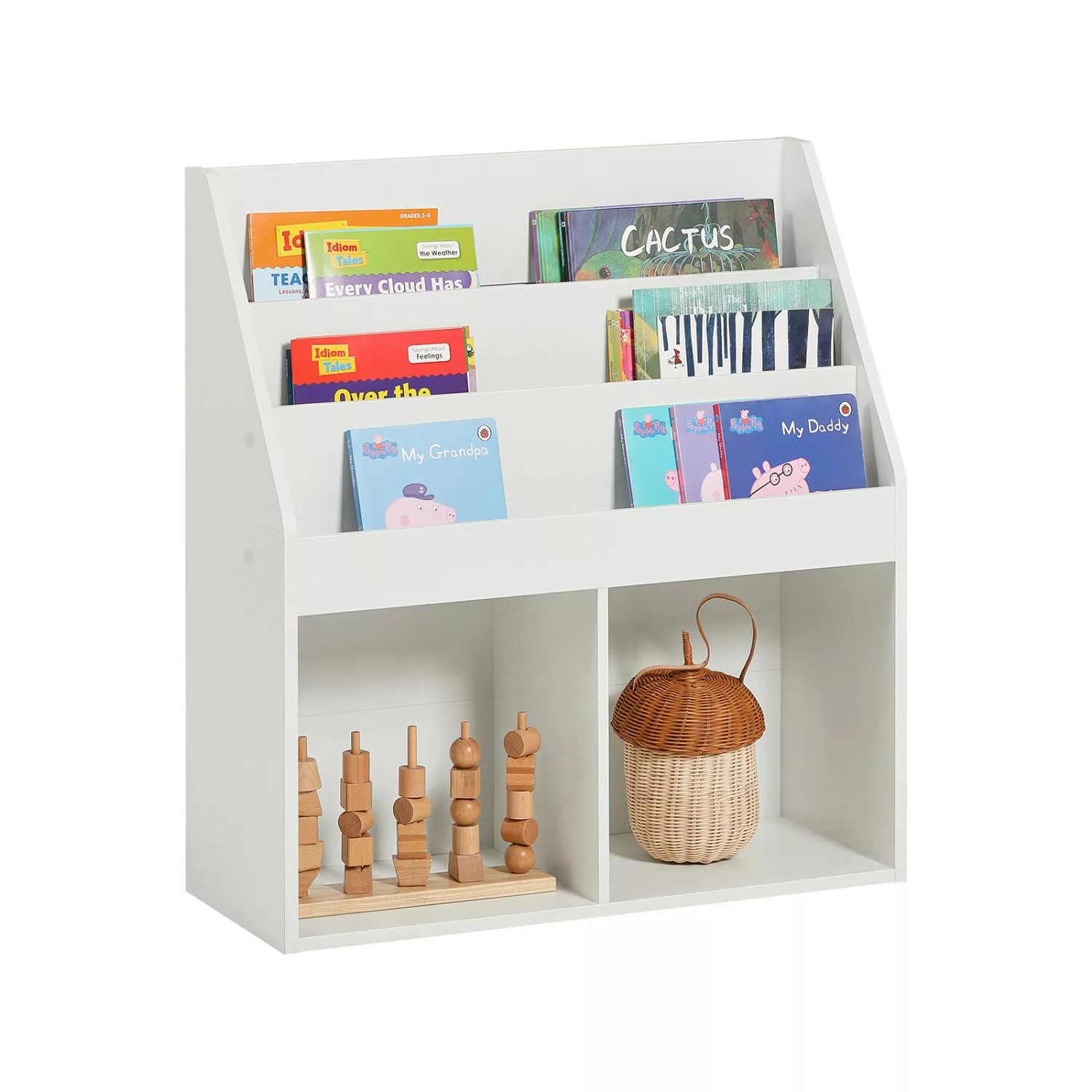 SoBuy Kinderregal mit 3 Ablagen Aufbewahrungsregal Bücherregal Weiß KMB01-W günstig online kaufen