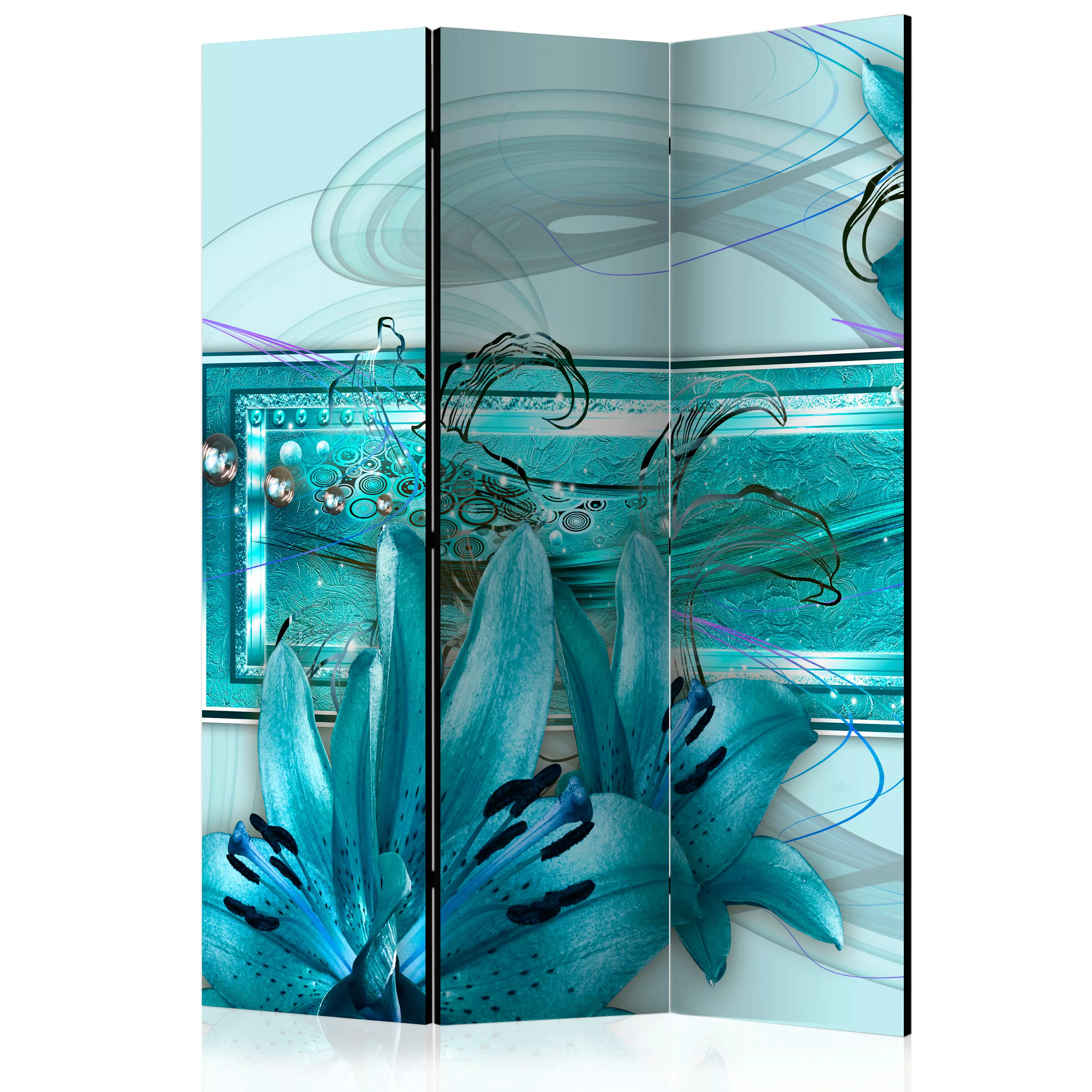 3-teiliges Paravent - Turquoise Idyll [room Dividers] günstig online kaufen