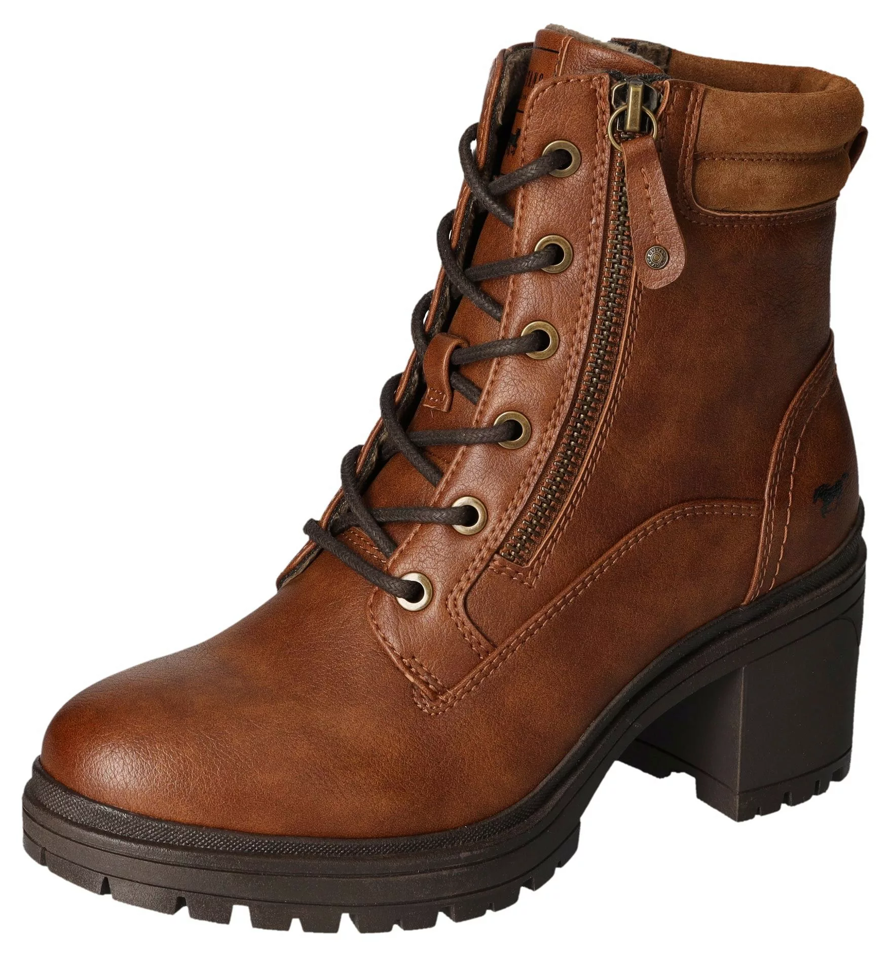 Mustang Shoes Stiefelette, Schnürboots, Blockabsatz, Trachtenstiefelette mi günstig online kaufen