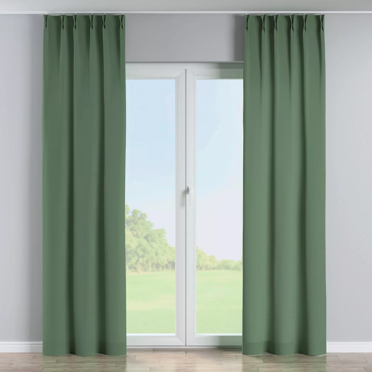 Vorhang mit flämischen 2-er Falten, grün, Crema (144-71) günstig online kaufen