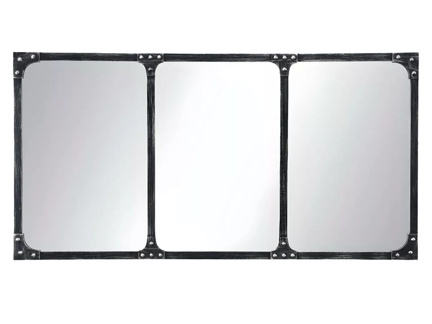 Spiegel industriell Fenster-Optik - Eisen - 100 x 51 cm - Schwarz - MAASTRI günstig online kaufen