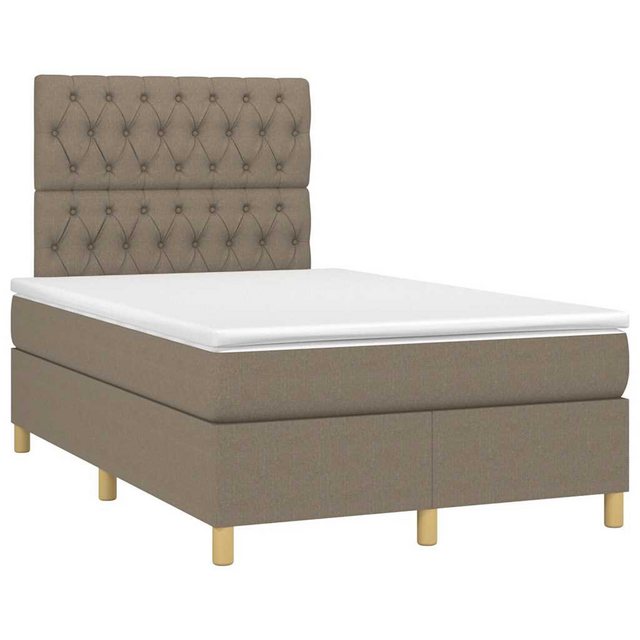 vidaXL Bett Boxspringbett mit Matratze & LED Taupe 120x190 cm Stoff günstig online kaufen