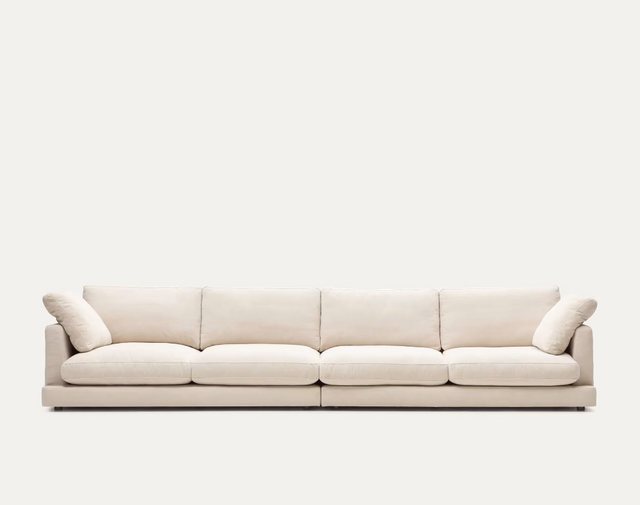 Natur24 Sofa 6-Sitzer Sofa Gabrielle 390 x 105 x 87 cm Beige günstig online kaufen