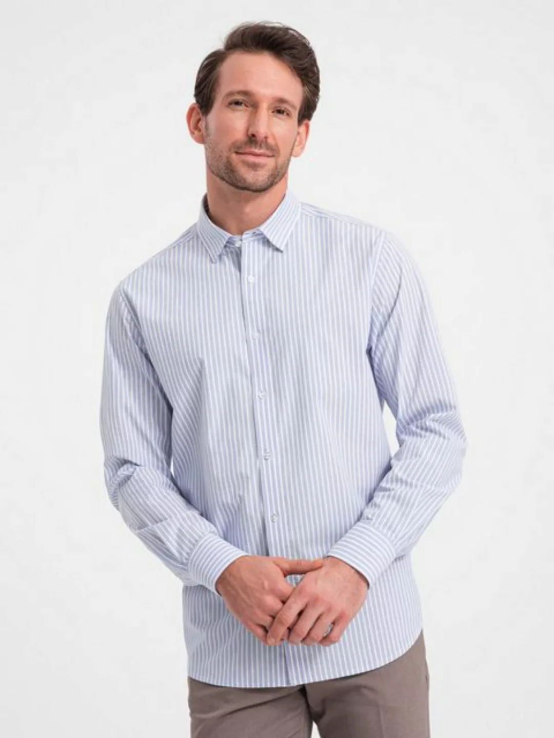 OMBRE Langarmhemd Herrenhemd REGULAR FIT aus Baumwolle mit vertikalen Strei günstig online kaufen