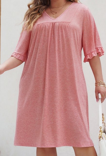 SEGUEN Strandkleid Einfarbiges, lockeres Kleid in Übergröße mit großem Saum günstig online kaufen