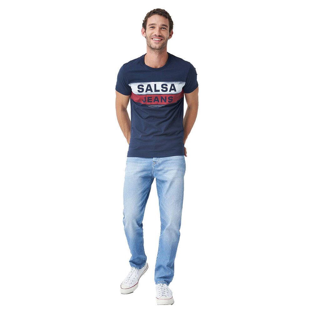 Salsa Jeans 126059-809 / Logo And Strip On Chest Kurzarm T-shirt M Blue günstig online kaufen
