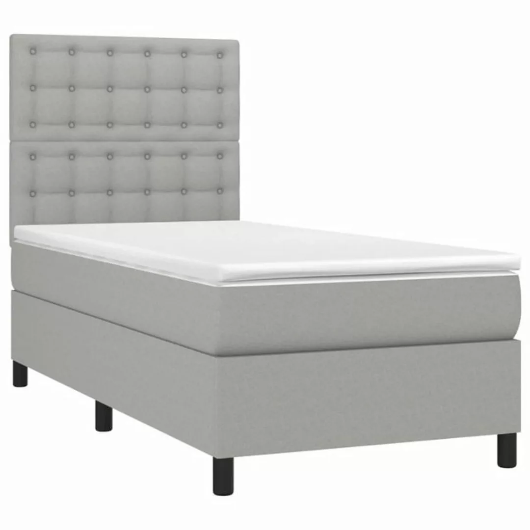 vidaXL Boxspringbett Boxspringbett mit Matratze Hellgrau 90x190 cm Stoff Be günstig online kaufen