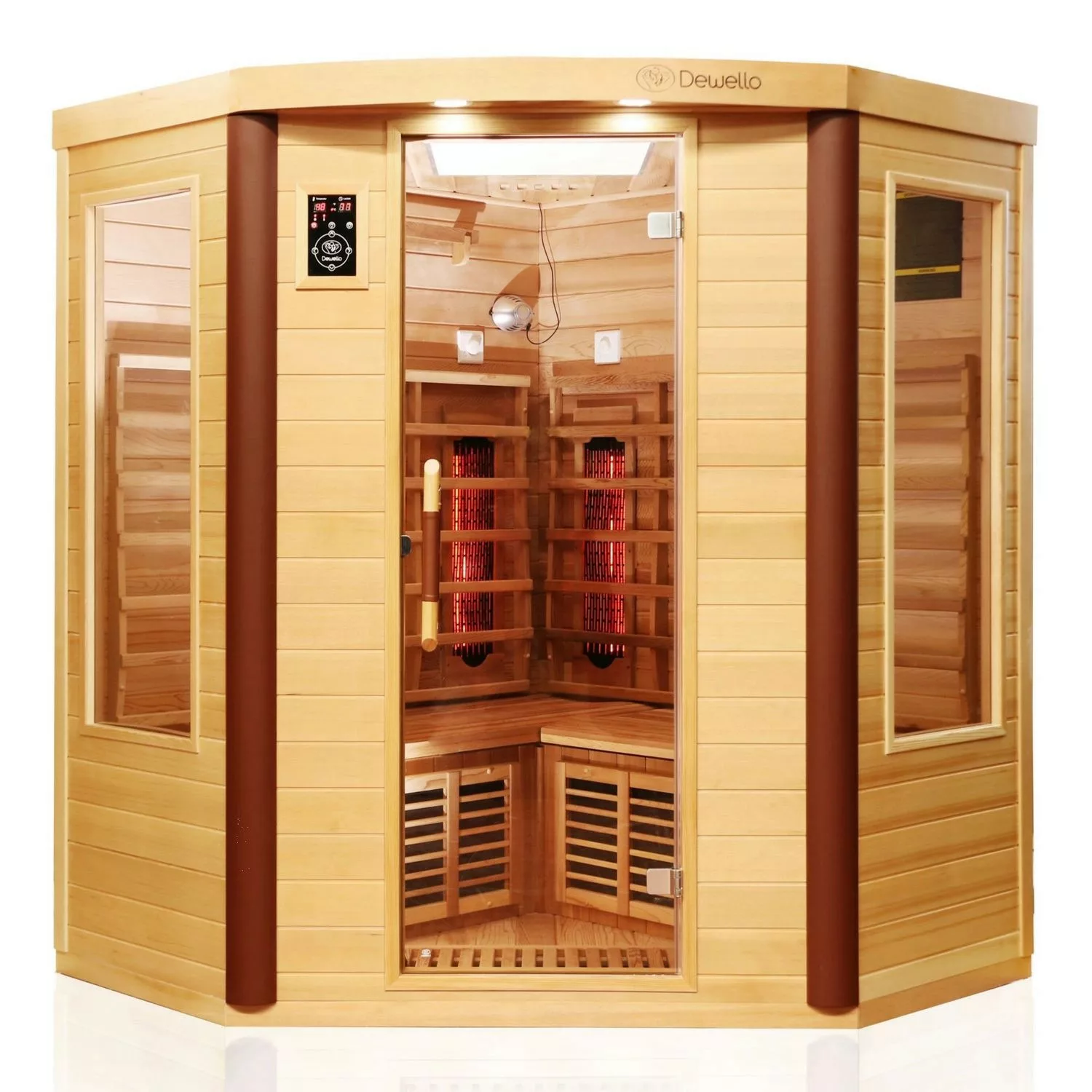 Dewello Infrarotkabine Sauna Toronto 152cm x 152cm 3 Person Vollspektrum & günstig online kaufen