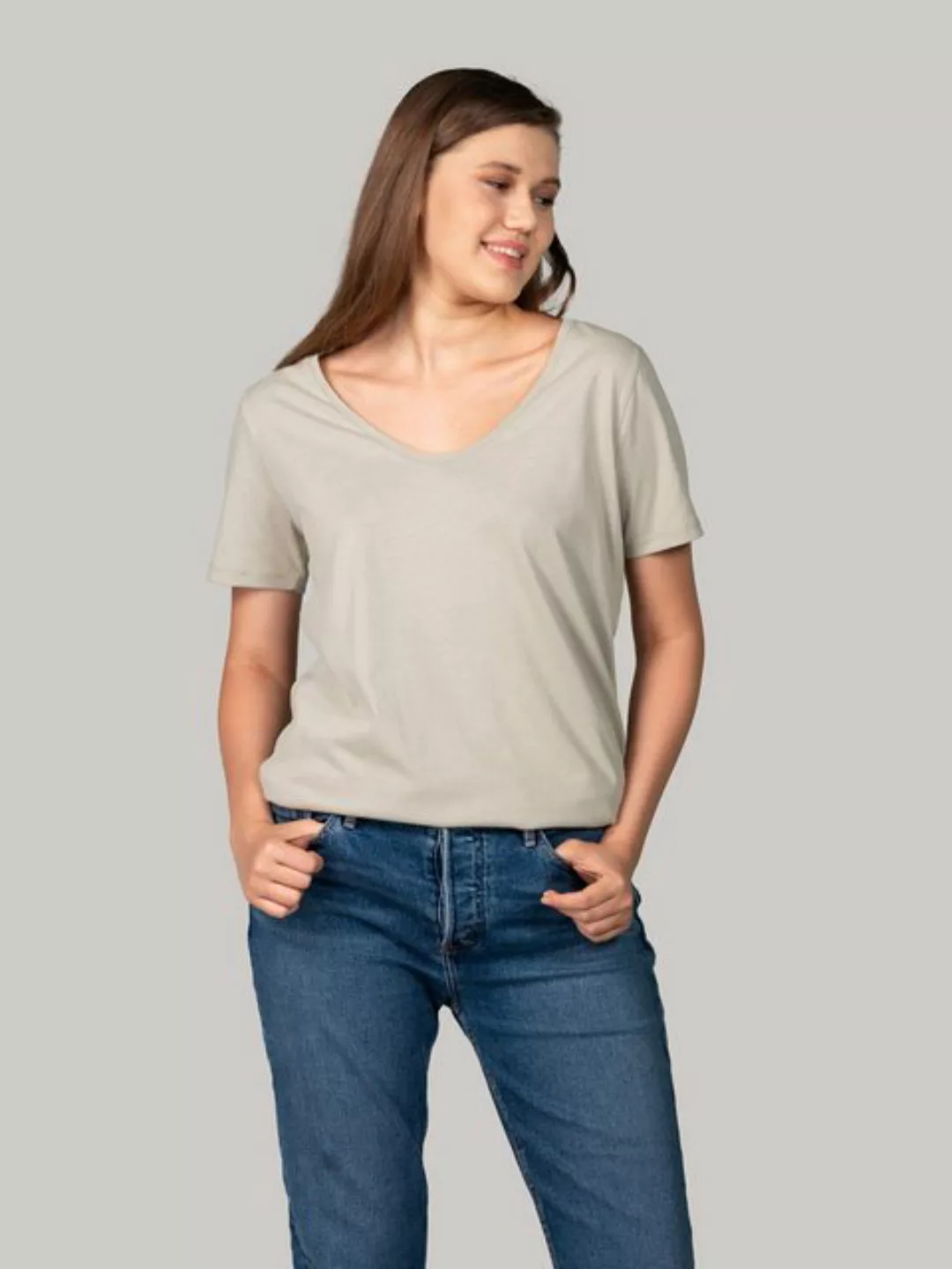 BLUVERD V-Shirt Übergroßes T-Shirt mit V-Ausschnitt günstig online kaufen