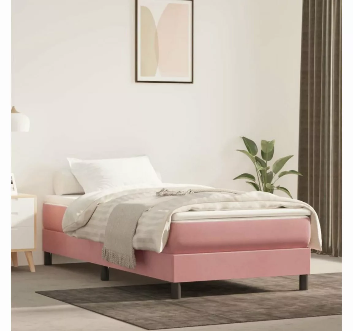 furnicato Bett Boxspringbett mit Matratze Rosa 90x200 cm Samt günstig online kaufen