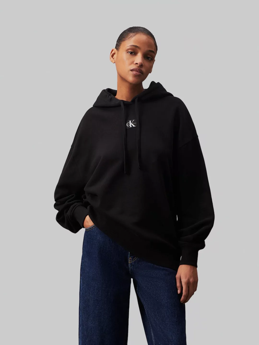 Calvin Klein Jeans Longsweatshirt WOVEN LABEL OVERSIZED HOODIE mit Logopatc günstig online kaufen