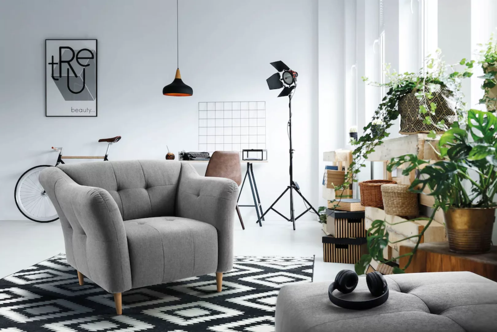 exxpo - sofa fashion Sessel "Soraya", mit Holzfüßen, frei im Raum stellbar günstig online kaufen
